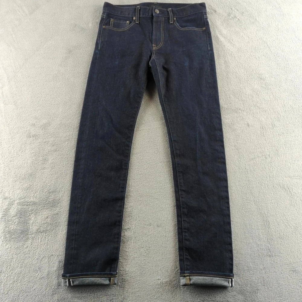 Uniqlo Jeans Mens 30x32*‎ Blue Dark Wash Selvedge Slim Straight Stretch Denim